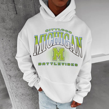 Michigan City Name Men's Oversized Hoodies