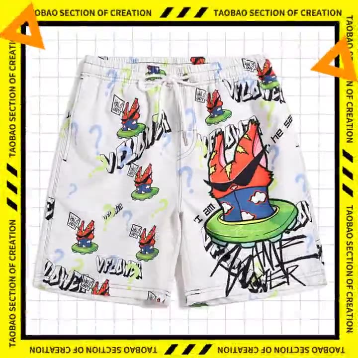 Men's beach pants loose casual cartoon printed shorts