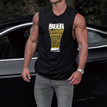 Loose Beer Alphabet Graphic Print Casual Men's Tank Top