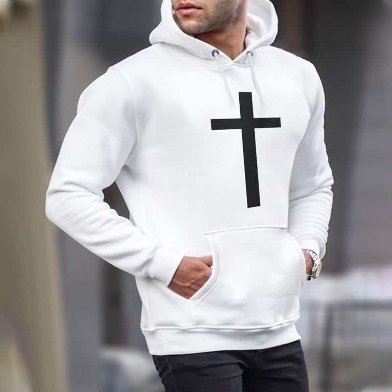 Men's Cross Printed Stylish Loose Fit Hoodies