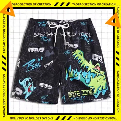 Men's beach pants loose casual cartoon printed shorts