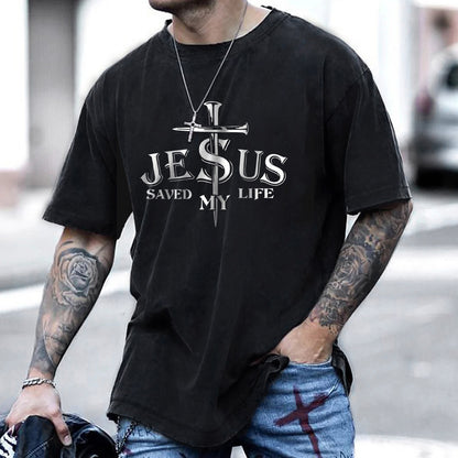 Jesus Save My Life Men's Streetwear  T-Shirt