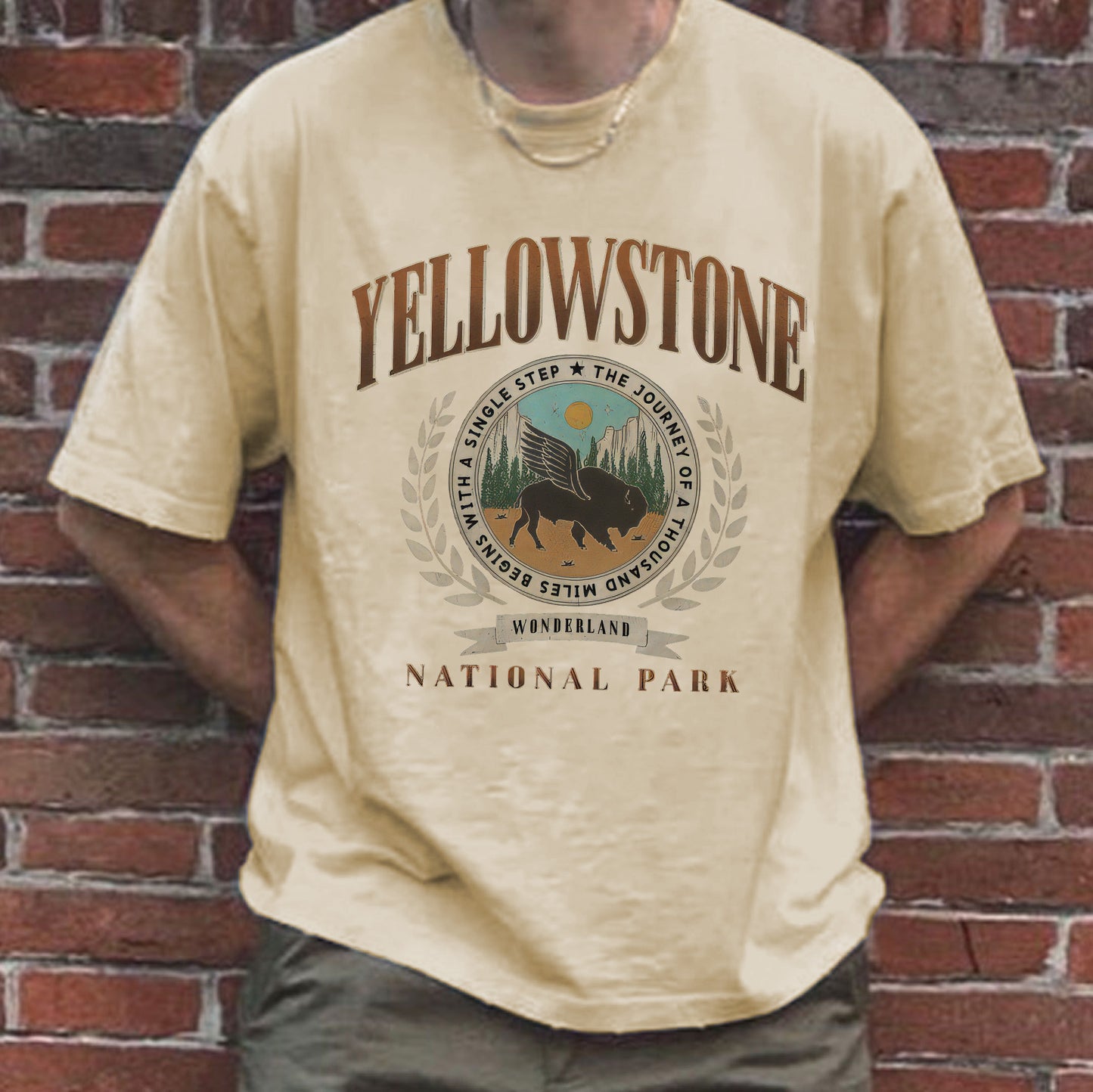 Yellowstone Alphabet Graphic Print Loose Casual Men's T-Shirt