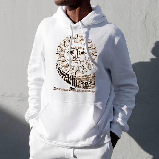 Sun & Alphabet Graphic Print Men's Oversize Hoodie