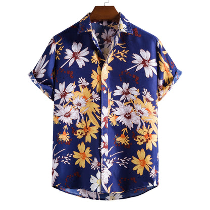 Fashion Casual Seaside Beach Ethnic Wind Print Shirt