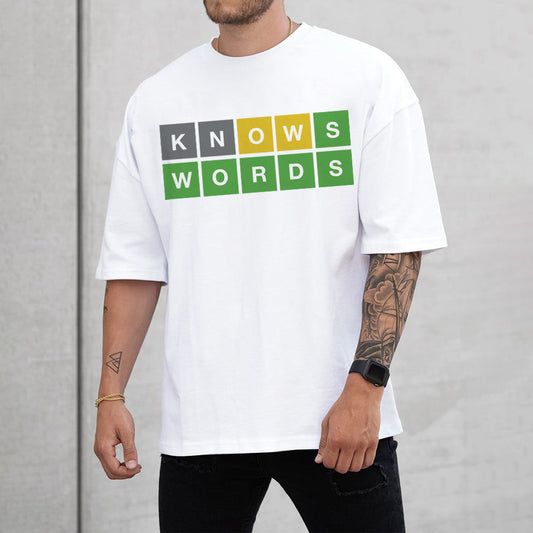 Knows Words Letter Print Casual Men's T-Shirt