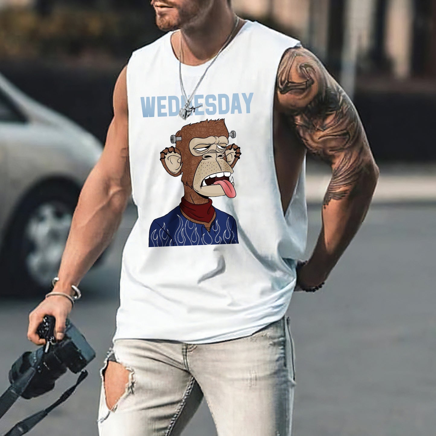 Wednesday Alphabet Graphic Print Men's Tank Top