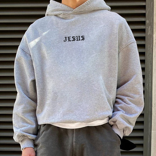 JESUS Men's Casual Loose Fit Pullover Hoodies