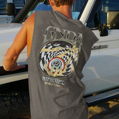 GNDA Men's Retro Graphics Summer Tank Tops-B