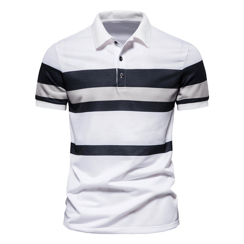 Clearance- Men's Stripe Printe Polo Shirt