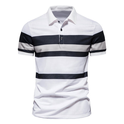 Clearance- Men's Stripe Printe Polo Shirt