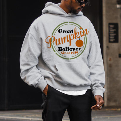 Halloween Pumpkin Graphic Casual Men's Hoodie Sweatshirt