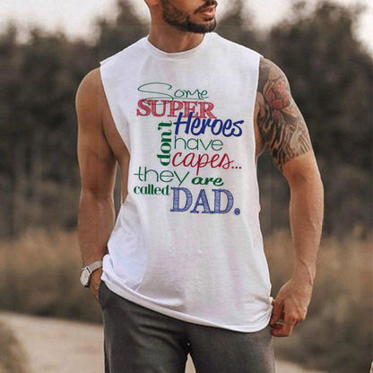 Crew Neck Letter Graphic Print Father's Day Casual Men's Tank Top