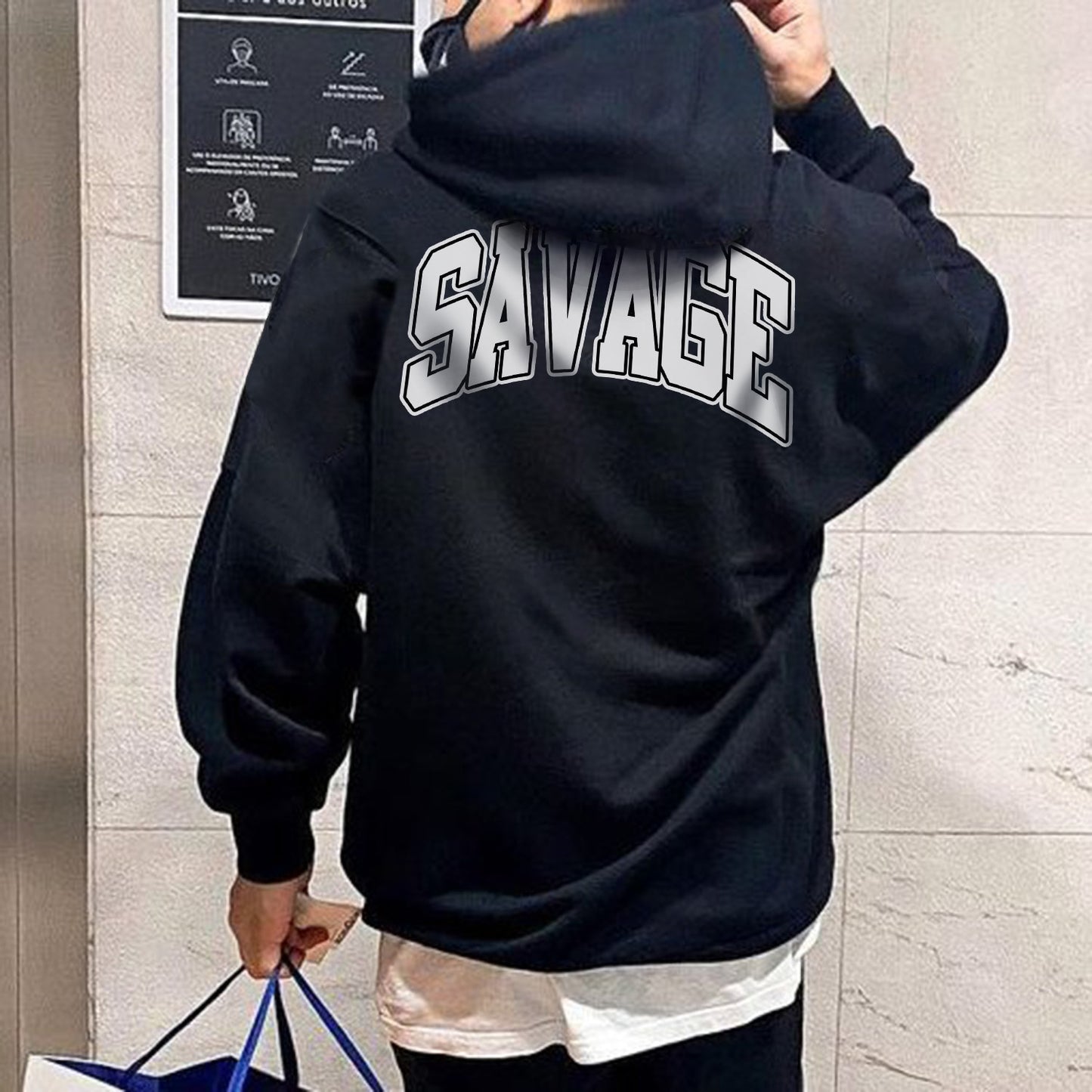 Savage Back Print Fleece Oversize Hoodie 320g