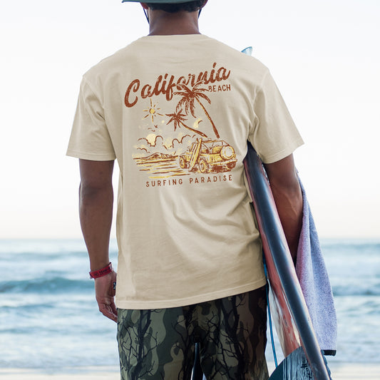 California Beach Vacation Surf Graphic Print Casual Men's T-Shirt