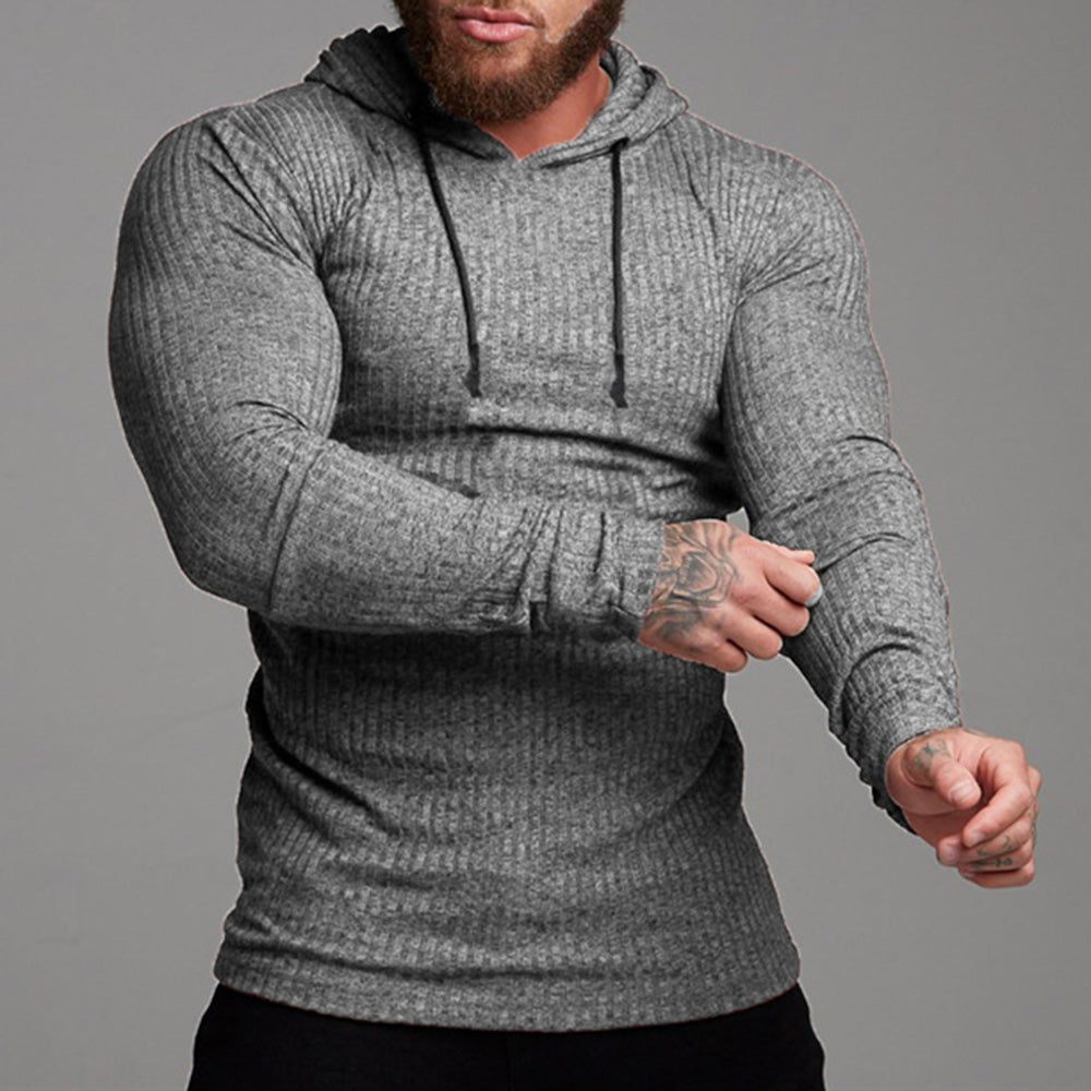 Plain Hooded Sports Men's Long Sleeve T-Shirt