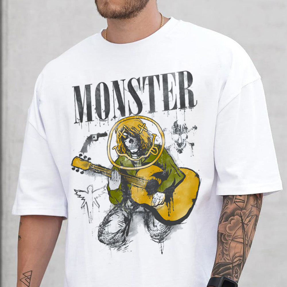 MONSTER Personality Graphic Letter Casual Men's T-Shirt