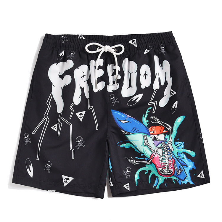 Men's beach pants loose casual cartoon printed shorts