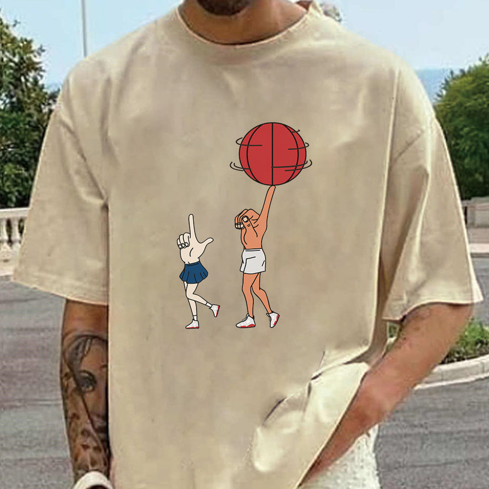 Basketball Sports Graphic Fun Print Short Sleeve Men's T-Shirt