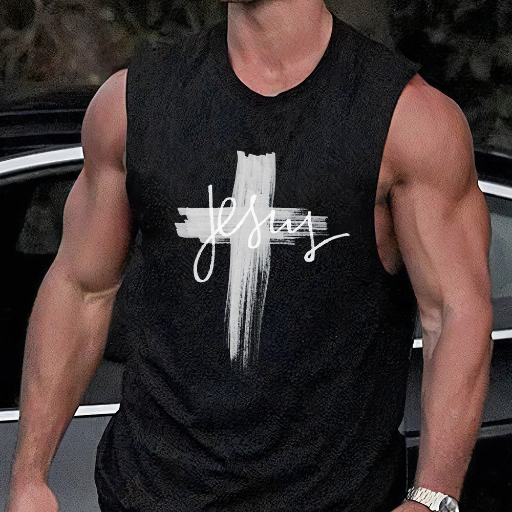 Jesus Cross Men's Streetwear Tank Tops