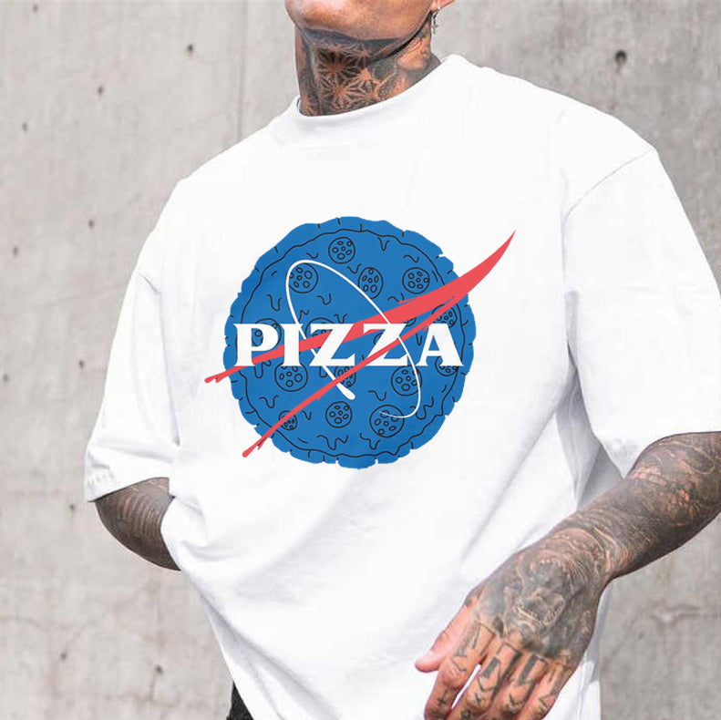 Pizza Graphic Print Casual Loose Men's T-Shirt