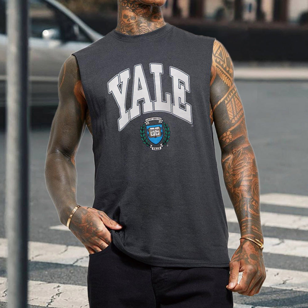 YALA Alphabet Graphic Print Sports Casual Men's Tank Top