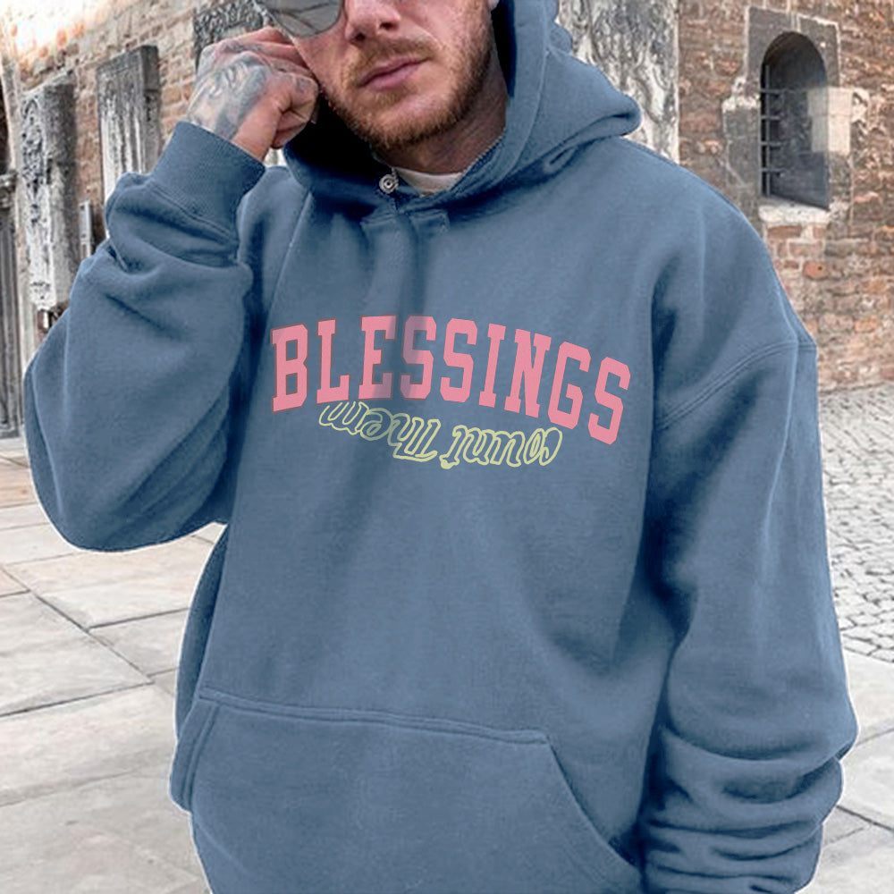 Blessings Graphic Print Casual Men's Hooded