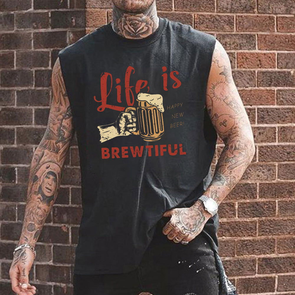 Beer Alphabet Graphic Print Men's Tank Top