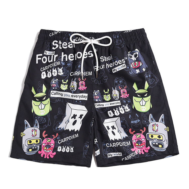 Men's beach pants loose casual cartoon printed shorts