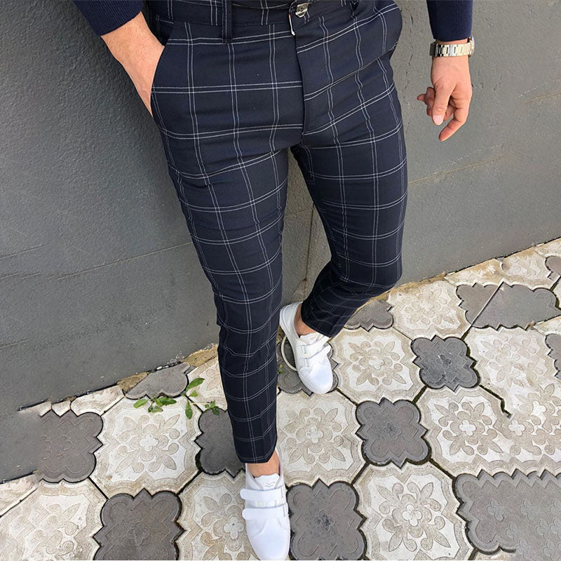 Black and Grey Small Check Print High Waisted Trousers | Sakila –  motelrocks-com-us