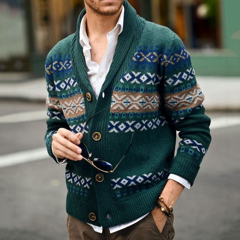 Men's Vintage Ethnic Lapel Knitwear Cardigan Jacket