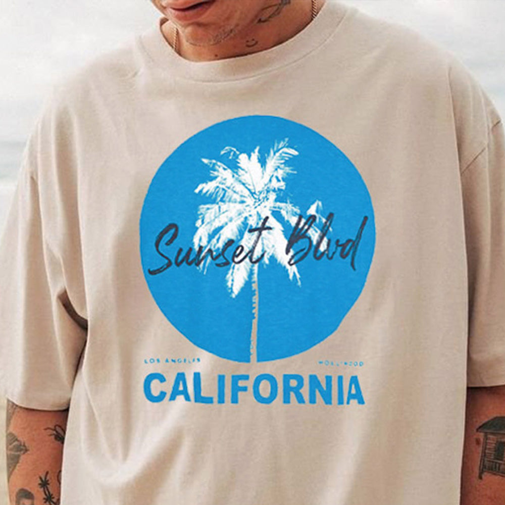 California Graphic Print Loose Men's Short Sleeve T-Shirt