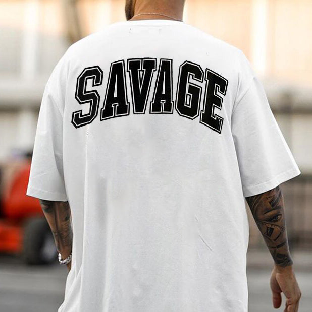 SAVAGE Letter Print Casual Men's T-Shirt