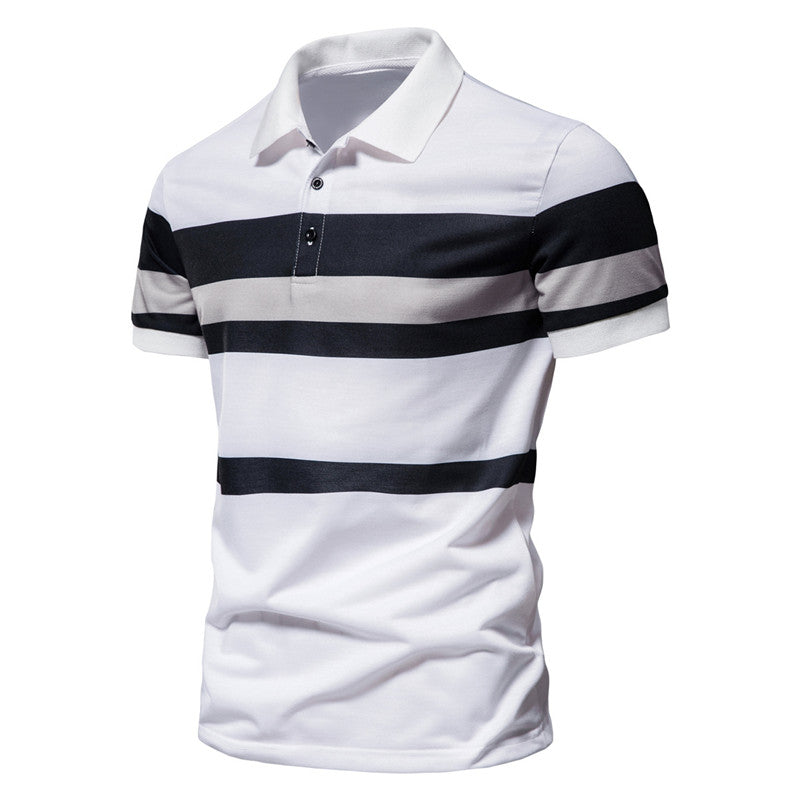 Clearance- Men's Stripe Printe Polo Shirt