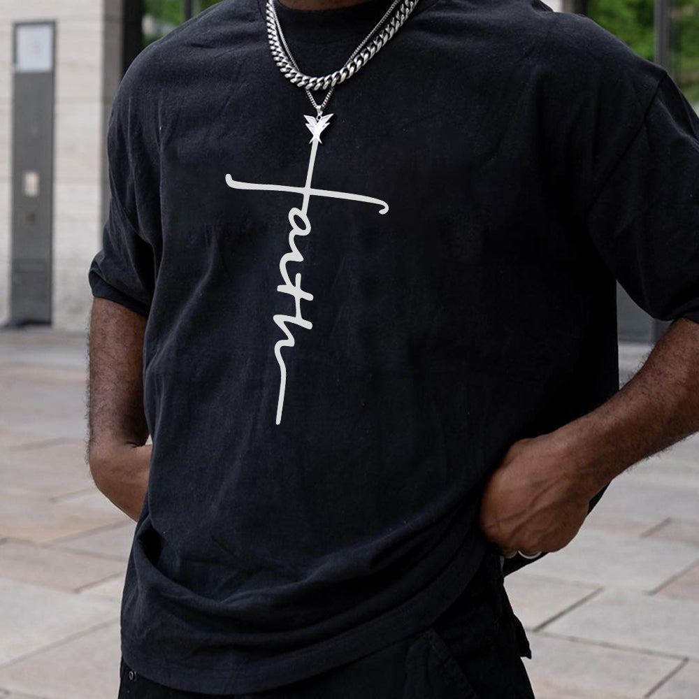 Men's Faith Cross Printed Casual T-Shirts