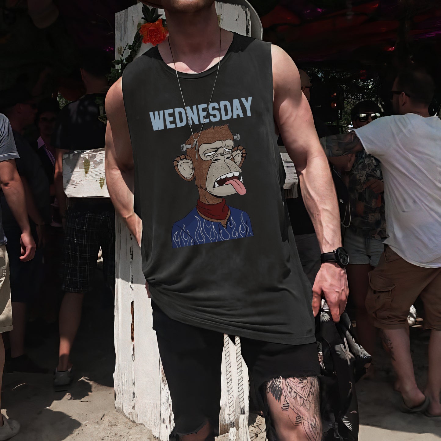 Wednesday Alphabet Graphic Print Men's Tank Top