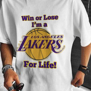 Crew Neck Basic Lakers Letter Graphic Print Casual T-Shirt