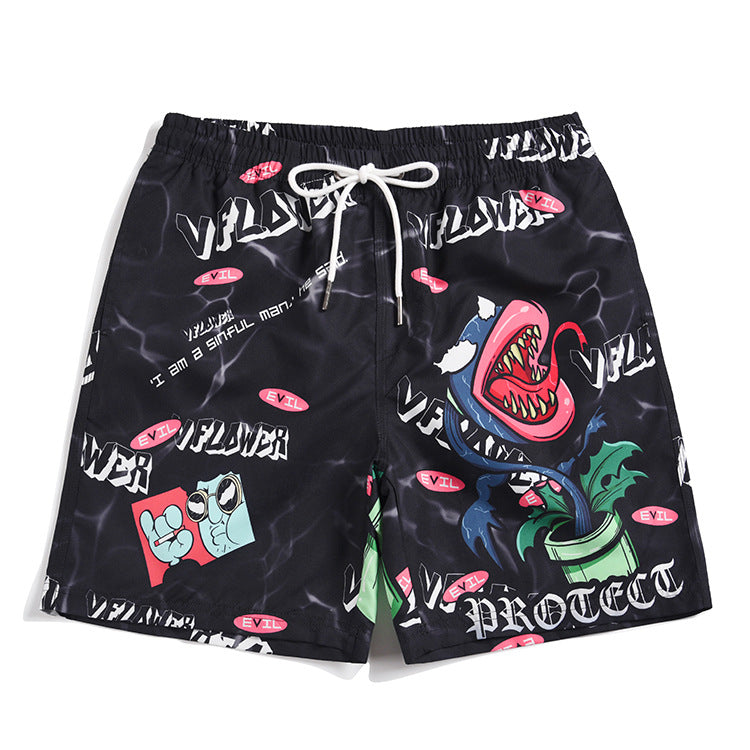 Men's beach pants loose casual cartoon printed shorts