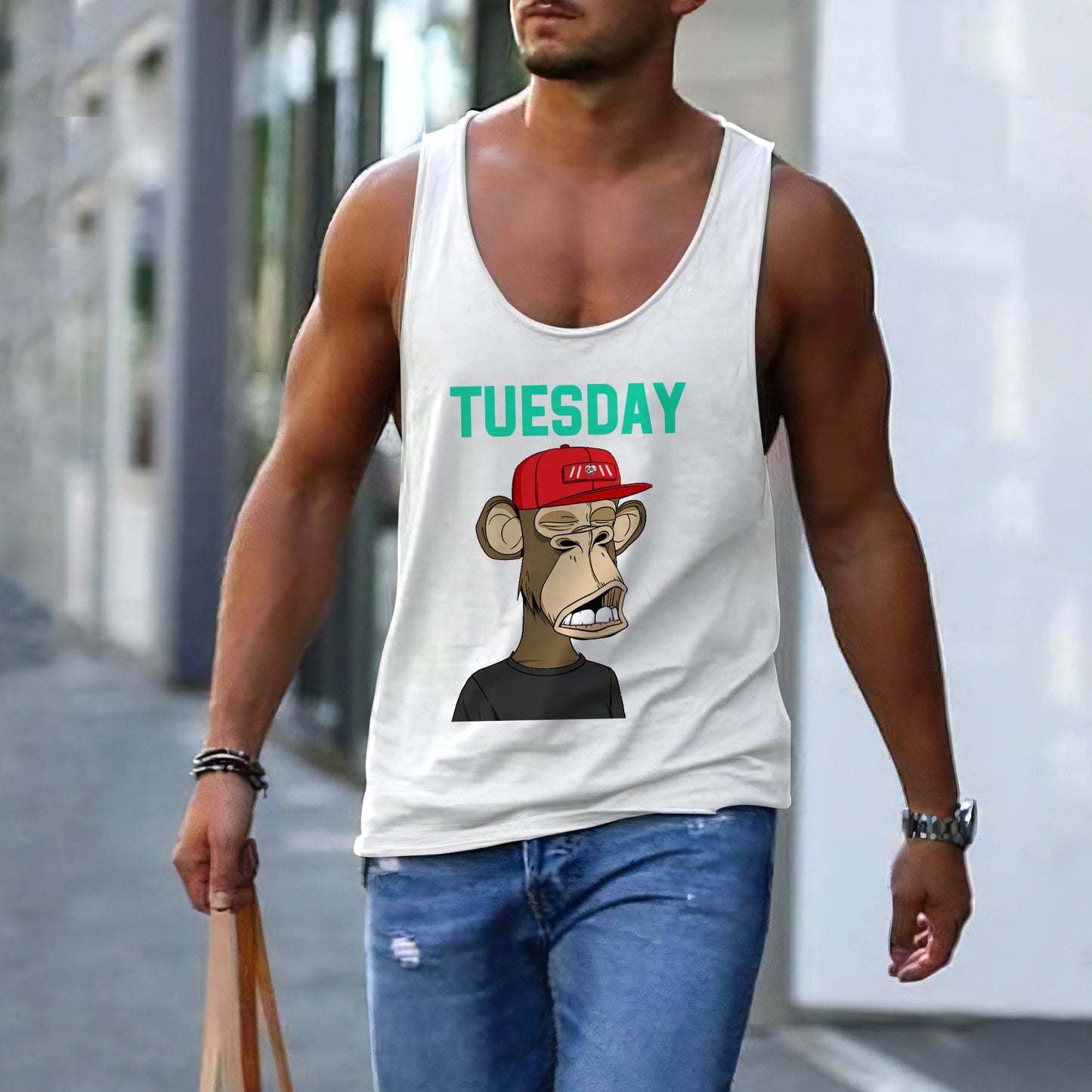 Tuesday Alphabet Graphic Print Men's Tank Top