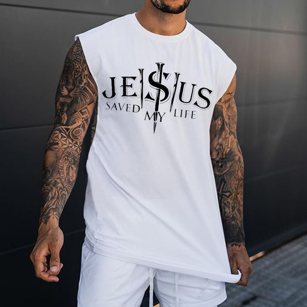 Jesus Save My Life Men's Streetwear Tank Tops