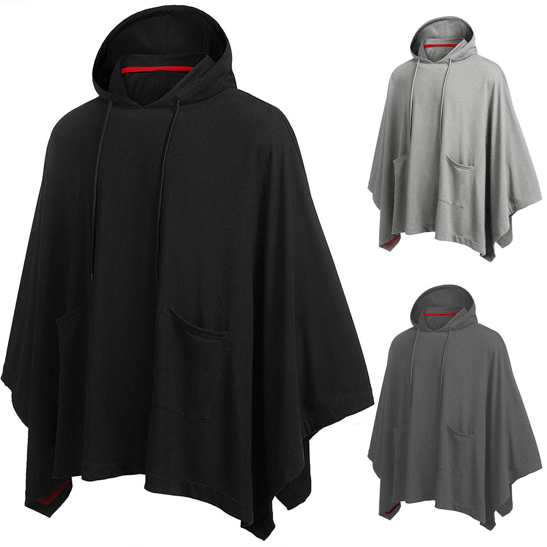 Plain Hooded Loose Men's Cloak Jacket Cape