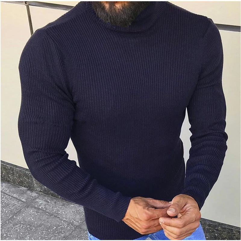 Men's Cozy Solid Color Turtleneck Sweater Knitwear