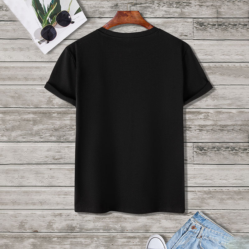 Men Black Rose Graphic Print Short Sleeves T-shirt