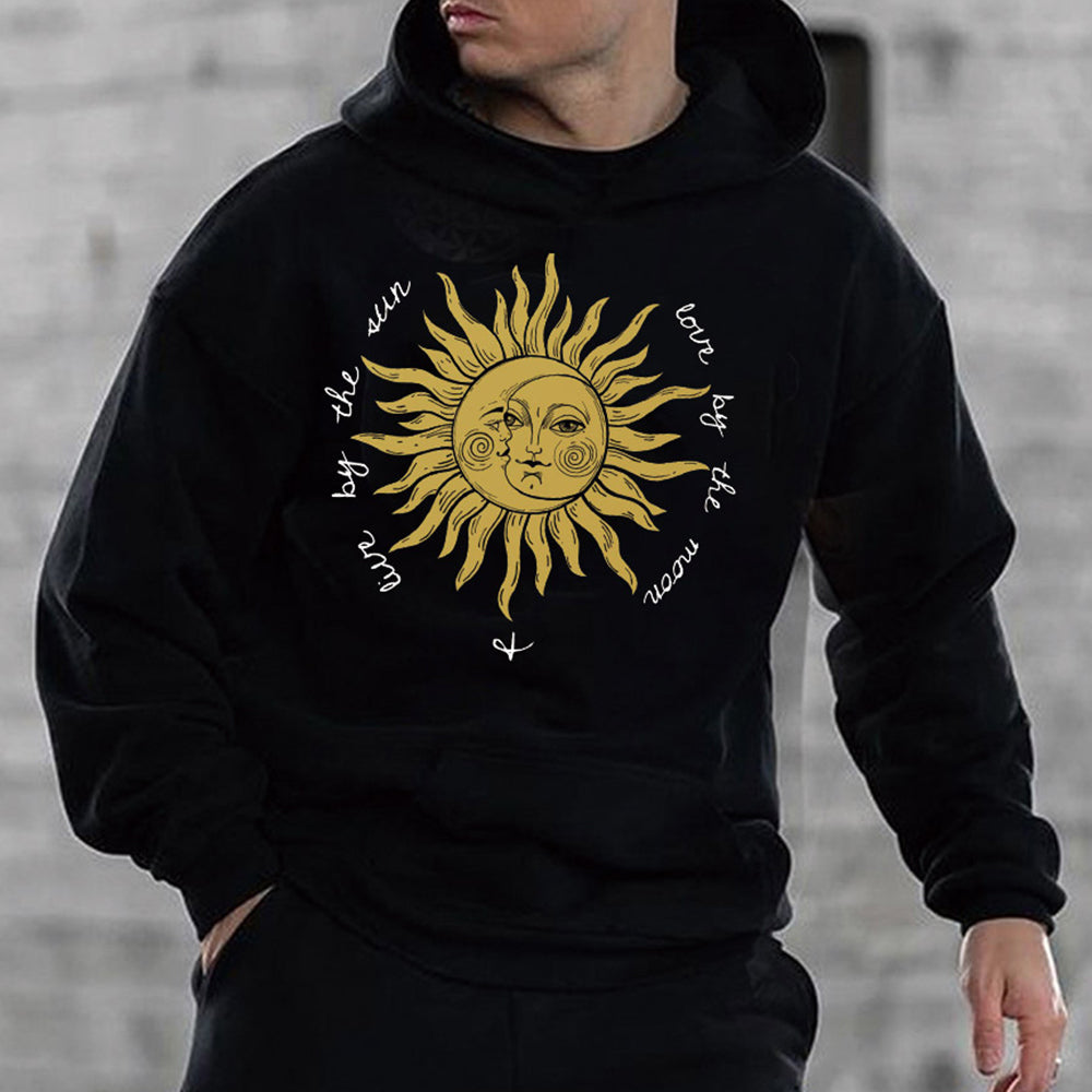 Sun & Moon Graphic Print Men's Oversize Hoodie