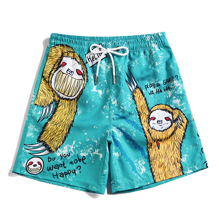 Men's beach pants loose casual cartoon printed shorts