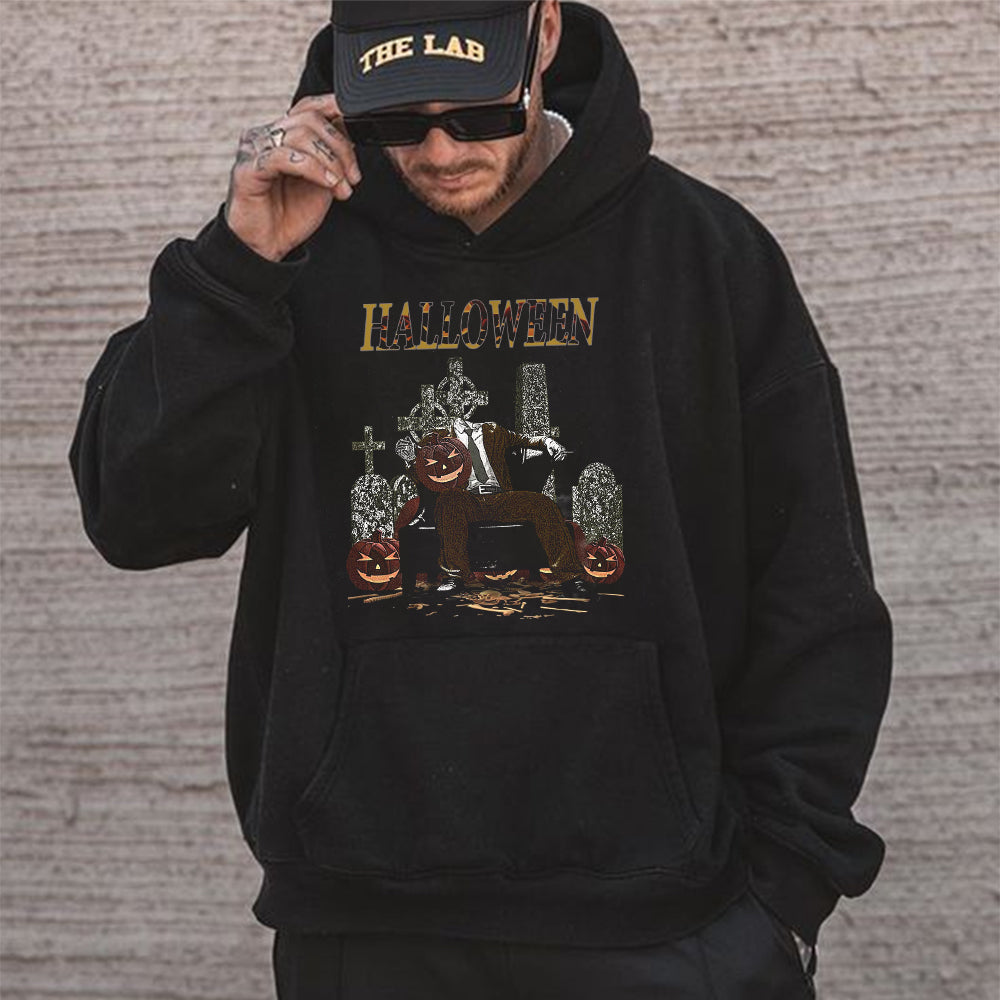 Skull Halloween Graphic Men's Casual Hoodie Sweatshirt