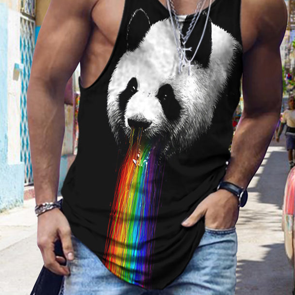 Street Trend Panda Print Casual Tank Top