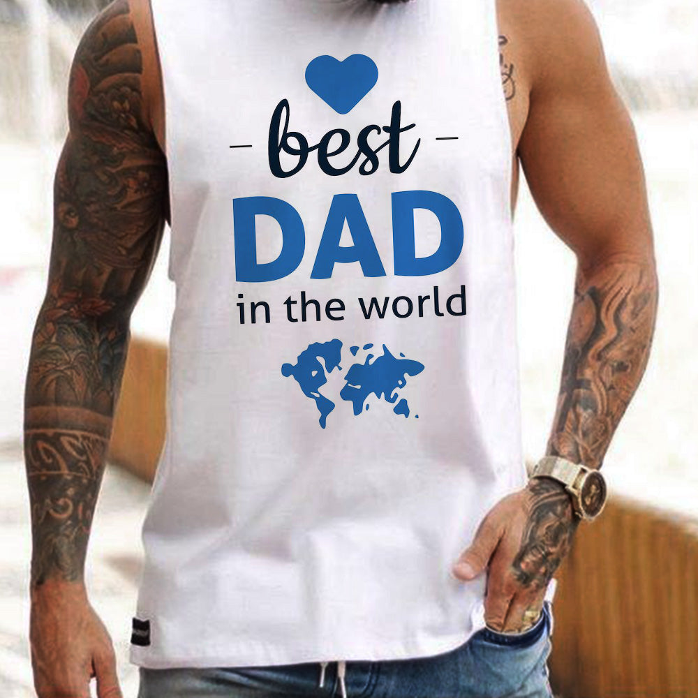 Best Dad Letter Graphic Print Father's Day Casual Men's Tank Top