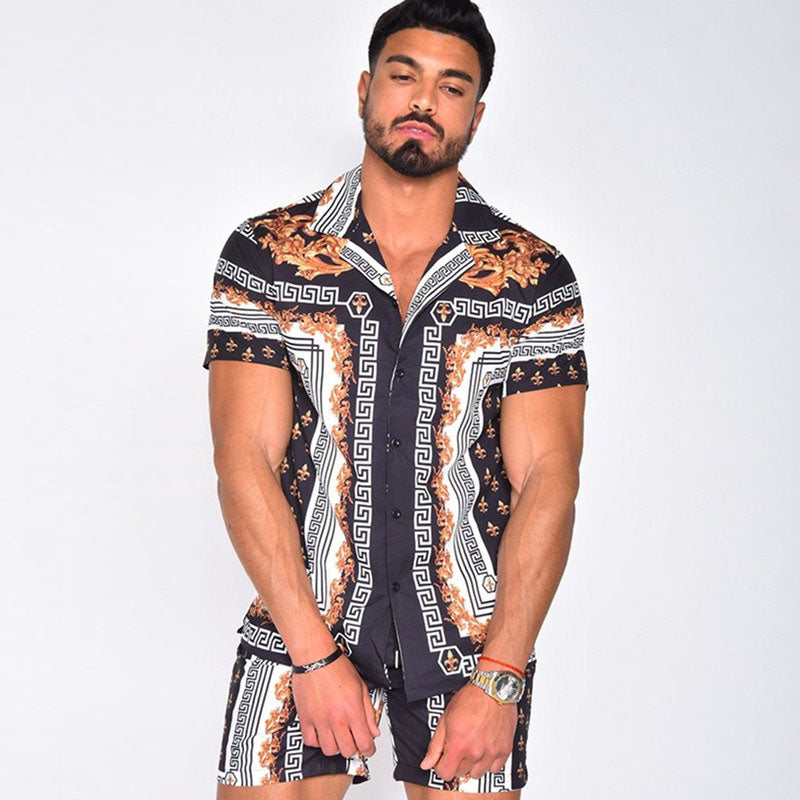 Men's Hawaiian Shirt & Shorts Set Two Pieces