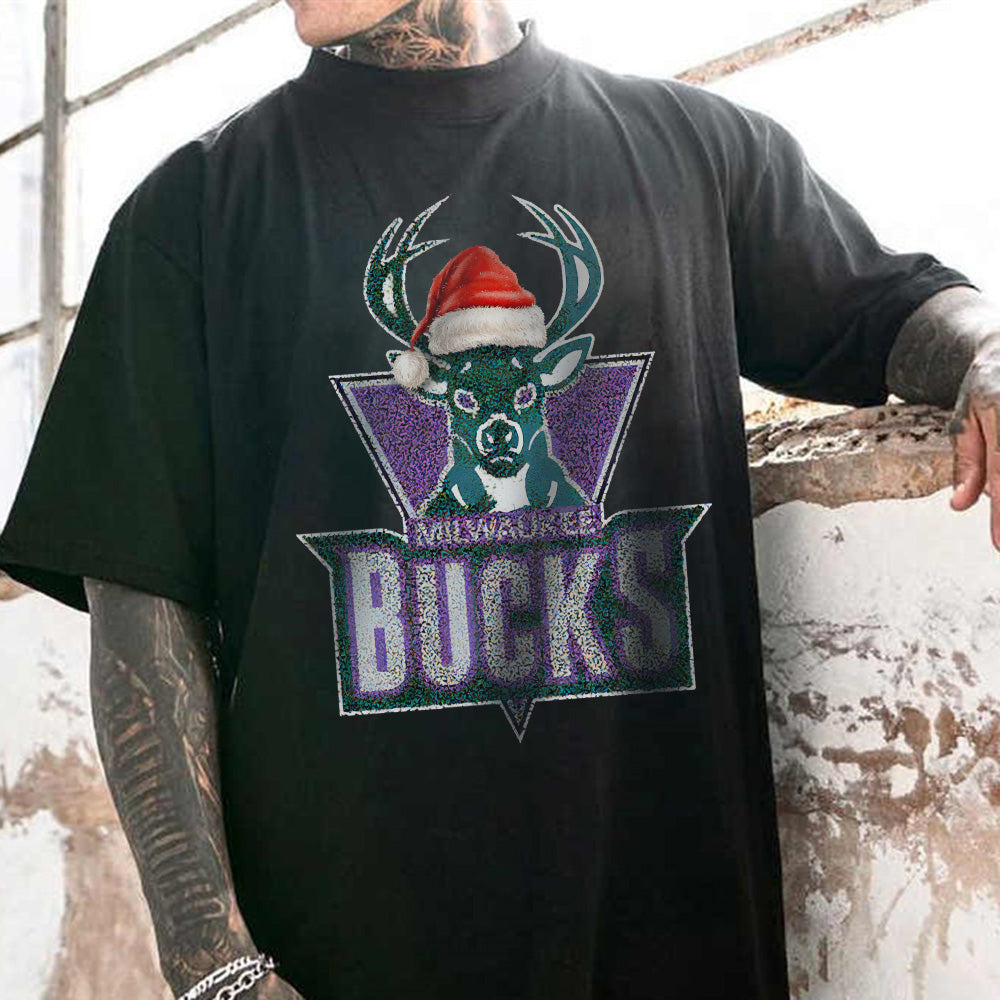 Milwaukee Bucks Men's Sports Christmas Casual T-Shirts